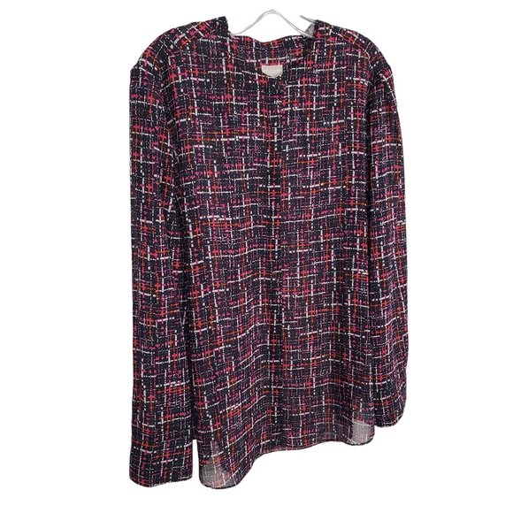 Chico's Tops - Chico's 4 Size 20/22 Blouse Chiffon Semi Sheer Tweed Print Button Up Long Sleeve